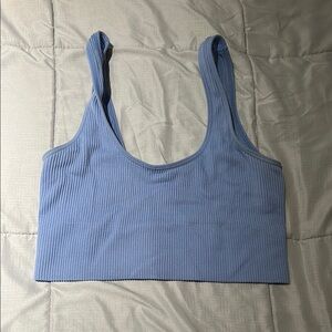Blue Ribbed Crop Top